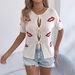 Real Shot Of 2026 Spring/summer Casual Sexy Lip Jacquard Lace-up Knitwear For Valentine's Day, Cross-border_ecoleips.com