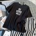 Women's Clothing Irregular Slit Large Edition T Shirt Fashion Casual Striped Wide Leg Pants Sports Suit_ecoleips.com