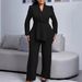 Women's Casual Two-Piece Set – Loose Fit Long Sleeve Top & Straight Leg Pants New Fashion Suit Collar Long Sleeve Top Loose Straight Leg Pants_ecoleips.com