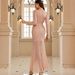 Elegant Long Sleeve Sequin Cocktail Dress For Wedding Guest, Party, Evening Gala – V-Neck Glamorous Evening Gown In Champagne, Navy, Black, Burgundy_ecoleips.com