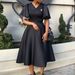 D3191 Women's Fashion 2023 New Bell Sleeve V-Neck Stylish Elegant Large Hem European And American Dress_ecoleips.com