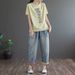 Round Neck Short-Sleeve Versatile For Women, Plus-Size Loose Fashion Solid Color Vintage T-Shirt For Women, Summer Plus-_ecoleips.com