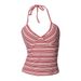 51694 Sexy And Unique 2025 Summer New Product Exclusively Cross-Border Sales: Halter Neck Strap Irregular Striped Tank_ecoleips.com