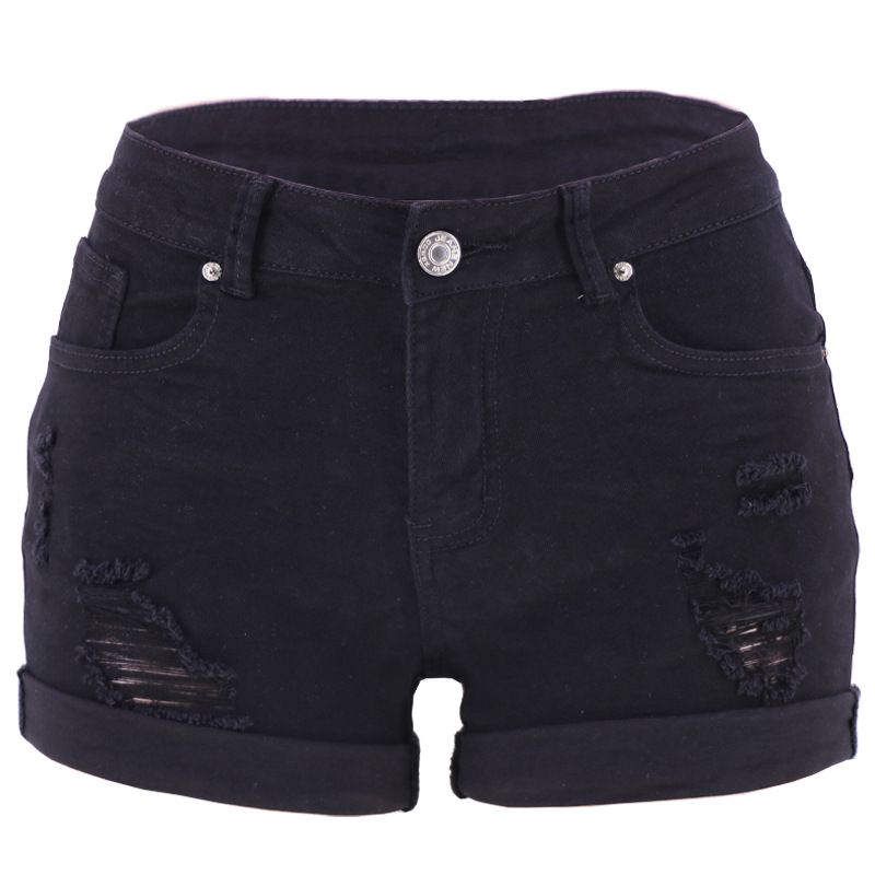 Women's Clothing Ripped Hem Denim Shorts Low Waist Jeans Women_ecoleips.com