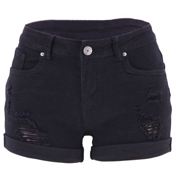 Women's Clothing Ripped Hem Denim Shorts Low Waist Jeans Women_ecoleips.com