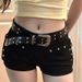 American Style Spicy Girl Dark Y2K Bodycon Black With Rivet Design Denim Ultra Shorts For Women Low Waist Slimming Hot_ecoleips.com