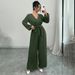Women's Elegant Casual Bohemian Crossover Jumpsuit V-Neck Pleated European American Style Import Clothing_ecoleips.com