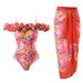 Women's Clothing Printed One-Piece Swimsuit Space Layer Lace Fashion Sexy Two-Piece Chiffon Skirt_ecoleips.com