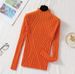 Korean-Style Semi-Turtle Neck Slim Fit Knit Top – Women’s Long Sleeve Stretchable Pullover In Rayon Blend (12 Colors)_ecoleips.com