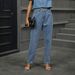 Women's Washed Pearl Denim Straight Leg Pants – Classic High Waist Trousers For Casual & Office Wear_ecoleips.com