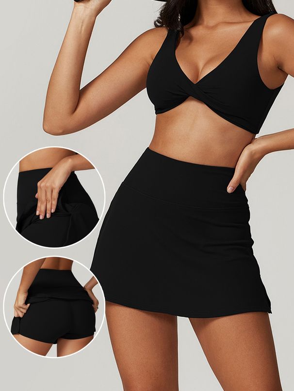 Women's Slimming Sports Skirt 2026 New European And American Popular Style Moisture Wicking Yoga Fitness Tennis Skirt_ecoleips.com