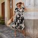 European And American Cross-border 2026 Summer Elegant Women's Cross-collar Belted Floral Print Slit Dress With Short_ecoleips.com