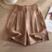 Women's High-Waisted Slimming Tencel Linen Suit Shorts Loose Fit Casual A-Line Wide Leg Summer Bottoms_ecoleips.com