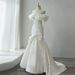 off the Shoulder Satin Mermaid Wedding Dress French Minimalist Style Elegant Gown with Train Super Fairy like Welcome Dress_ecoleips.com