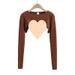 European And American Niche Pure-desire Girl's Short Vest-style Outerwear, Half-length Layered Cover-up, Long-sleeved_ecoleips.com