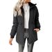 Women's Clothing Solid Color Cotton Coat Large Size Women’s Slim-Fit Longline Quilted Padded Coat – Fleece-Lined Winter Jacket In Black_ecoleips.com