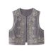 Women's clothing beaded embroidered vest vest Y2K black velvet vest top 8ES_ecoleips.com