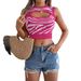 Real Shot Of 2026 Summer Hollow-out Contrasting Color Zebra Print Cropped Knit Top For Vacation. Cross-border_ecoleips.com