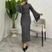 Women's Clothing Muslim Solid Color Temperament Pleated Straight Long Fashionable And Elegant Dress_ecoleips.com