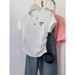 Petite Women Black Short Sleeve T-Shirt Oversized Shoulders Slim Fit Summer Top Hot Selling Style_ecoleips.com