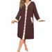 Aria Basics Aria Basics European American Style Color-Block Cardigan Nightdress For Women, Autumn And Winter New High-End V-Neck Striped Loose_ecoleips.com