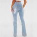 Women's Clothing Sexy High Waist Ripped Elastic Eyelet Straps Hollow Denim Flared Pants_ecoleips.com