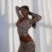 Cross-Border European And American Style 2024 Summer New Printed Hooded Cardigan Top Leopard Print High Waist Tight Long_ecoleips.com