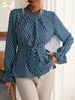 Women's Clothing Elegant Bell Sleeve Long Shirt For Women Stylish Belted Top Elegant Long Sleeved Shirt For Women_ecoleips.com