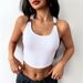 Voya Women's Hollow Irregular Slim Knit Short Tank Top With Camisole, Stylish And Stylish Top_ecoleips.com