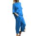 2025 Summer New Cross-Border Women's 2-Piece Plus Size Cotton Linen Shirt Set High Waist Loose Long Pants_ecoleips.com