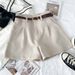 Women's High-Waisted A-Line Wide-Leg Casual Shorts Korean Style Retro Spring New 2026 New Style Simple Bottoms_ecoleips.com