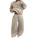 Women's Casual Fashion Sports Suit Two Piece Set Street Style Fleece Sweatshirt Style New_ecoleips.com