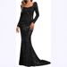 2026 New Fashio V-Neck Bodyco Sequi Europea Ad America Dress Mid-Waist Flared Sleeve Log Eveig_ecoleips.com
