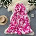 Women's High-Waisted Pleated Midi Skirt Summer Printed A-Line Suitable Work Vacation_ecoleips.com