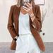 K New Corduroy Cardigan With A Temperament Slimming Solid Color Casual Professional Blazer Coat._ecoleips.com