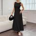 Summer 2026 Women's Sleeveless Pleated Long Dress Elegant Fashionable Casual Thin Material Cross Border Europe & America_ecoleips.com