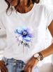 European And American Cross-border Foreign Trade Women's Clothing, Floral Print Round-neck Short-sleeve T-shirt Top_ecoleips.com