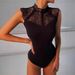 Women's Sleeveless Knitted Lace Bodysuit European American Style Base Layer Fashion Outerwear with Slit Design for Summer Spring/Autumn_ecoleips.com