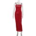 Women's French Style High End Red Lace Strapless Suspender Dress Slim Bodycon Long Skirt Casual Ankle-Length Summer Fashion_ecoleips.com