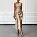 High-End Satin Evening Gown for Women Sleeveless Pleated Waist Cinching European And American Style Cross Border Trade New 2026_ecoleips.com