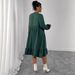 Women's Clothing Plus Size Clothes "Bohemian Patchwork Cotton-Linen Dress – Puff Sleeves & Hollow Out Design, Loose Fit High Waist Maxi Skirt"_ecoleips.com