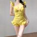 Women's Solid Color One Piece Swimsuit Halter Neck Slimming Sexy Alluring Perfect For Vacations And Hot Springs_ecoleips.com