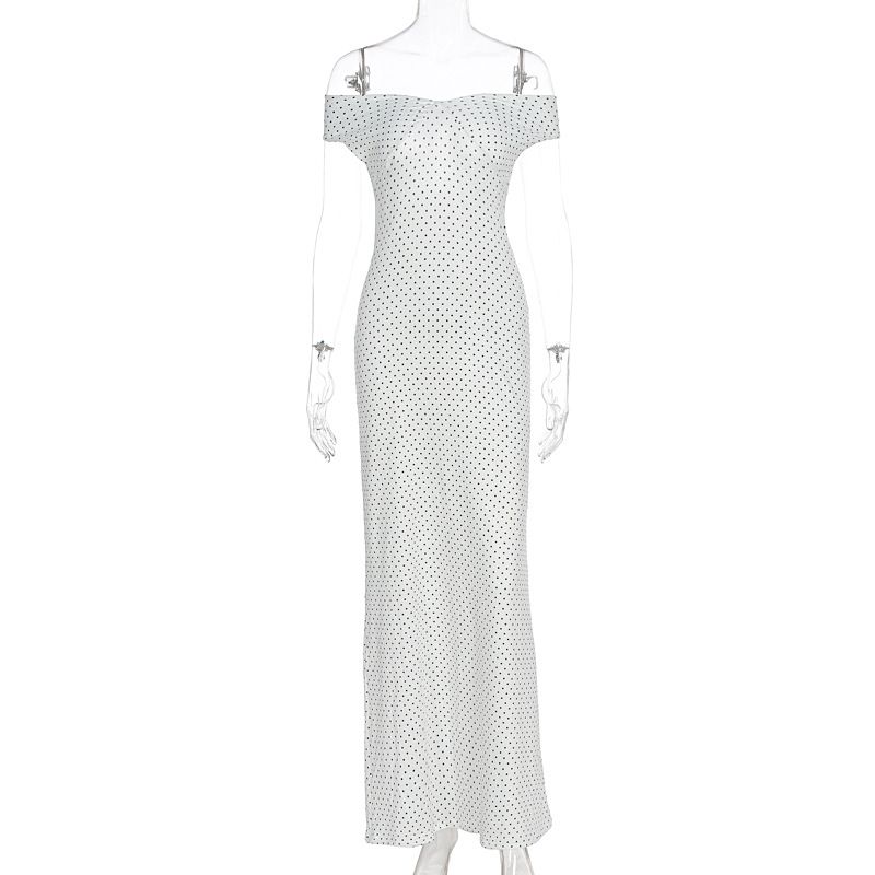 Summer Long Dress Sexy Backless Polka Dot High Waist Slimming Bodycon Dress For Women Summer Casual Vacation Party Wear_ecoleips.com