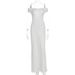 Summer Long Dress Sexy Backless Polka Dot High Waist Slimming Bodycon Dress For Women Summer Casual Vacation Party Wear_ecoleips.com