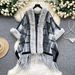 Women's Relaxed Retro Style Cardigan Fur Patchwork Knitwear Outerwear Casual High-End Shawl Cape Loose Stylish Winter_ecoleips.com