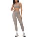 Zechuang Women's Brushed Yoga Set Hollow Back Fitted Sports Suit Outdoor Running 3109_ecoleips.com