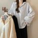Korean-style Real-shot New V-neck Hooded Sweatshirt For Women, Thin, Korean Version, Loose Fit, Plus Size, Casual_ecoleips.com