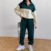 "Women's Retro Patchwork Sweatshirt Set – Sporty Color Blocked Long Sleeve Two Piece Outfit For Autumn & Winter"_ecoleips.com