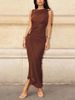 Women's Sexy Bodycon Sleeveless Midi Dress With Metal Detail – Slim Fit Club Party Gown 2026_ecoleips.com