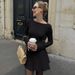 French-style Women's Clothing 2025 Autumn New Fashion Beaded Round-neck Pleated Slim-fit Waist-cinching Back-zip Dress_ecoleips.com